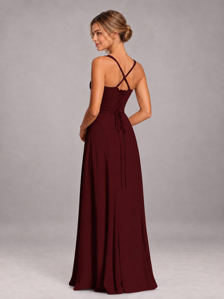 Cabernet A-Line Sweetheart Sleeveless Floor-Length Bridesmaid Dress