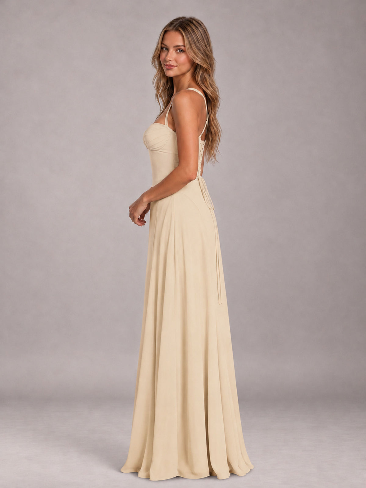 Champagne A-Line Sweetheart Sleeveless Floor-Length Bridesmaid Dress