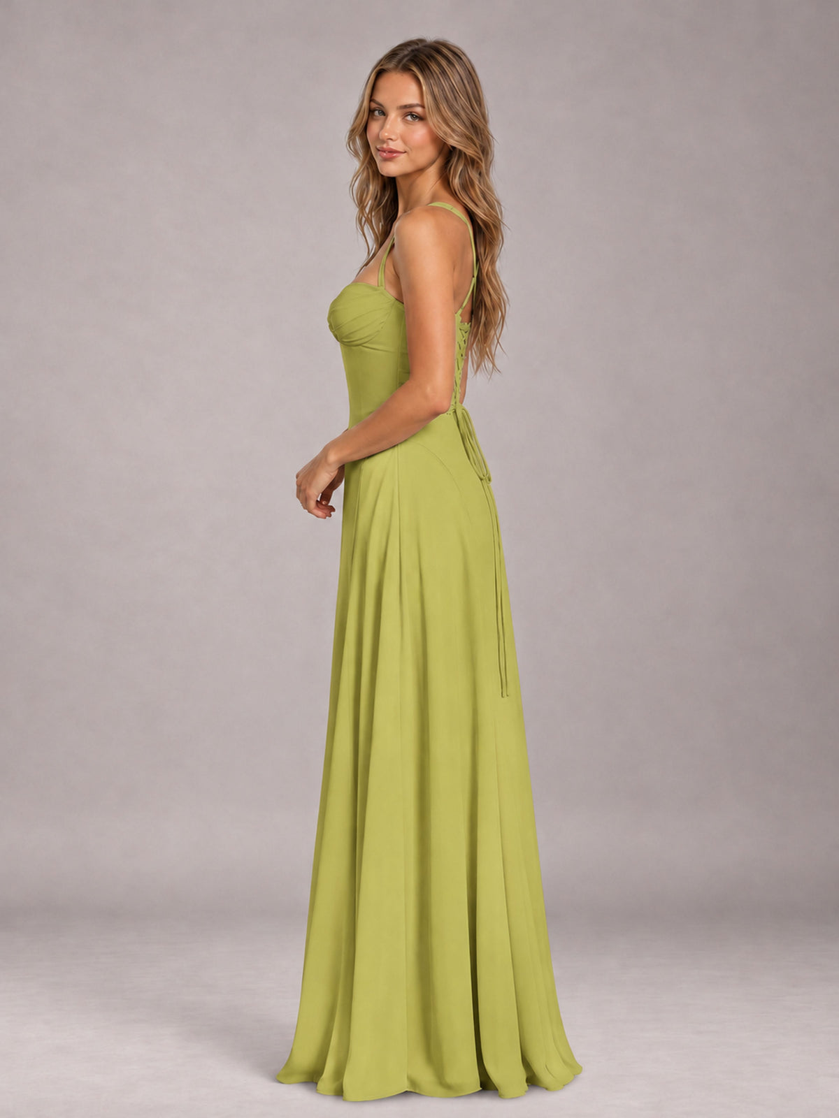 Chartreuse A-Line Sweetheart Sleeveless Floor-Length Bridesmaid Dress