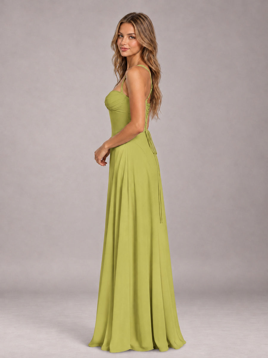 Chartreuse A-Line Sweetheart Sleeveless Floor-Length Bridesmaid Dress