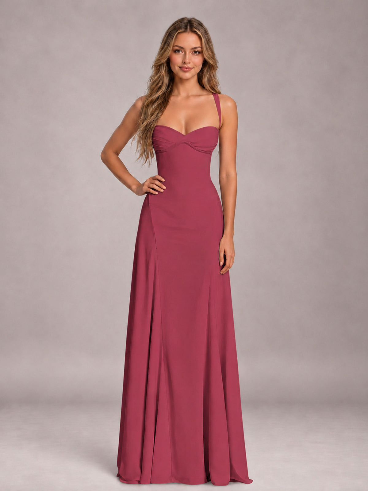 Cinnamon Rose A-Line Sweetheart Sleeveless Floor-Length Bridesmaid Dress