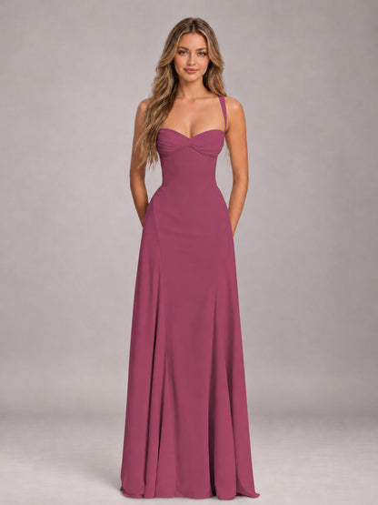 Desert Rose A-Line Sweetheart Sleeveless Floor-Length Bridesmaid Dress