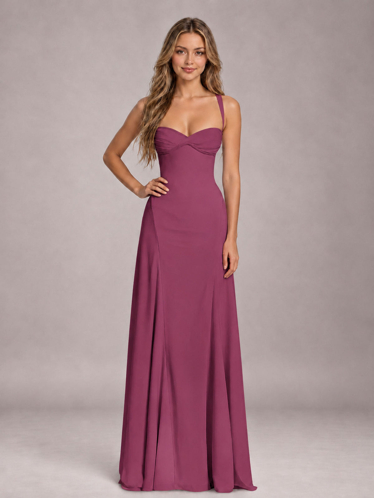 Desert Rose A-Line Sweetheart Sleeveless Floor-Length Bridesmaid Dress
