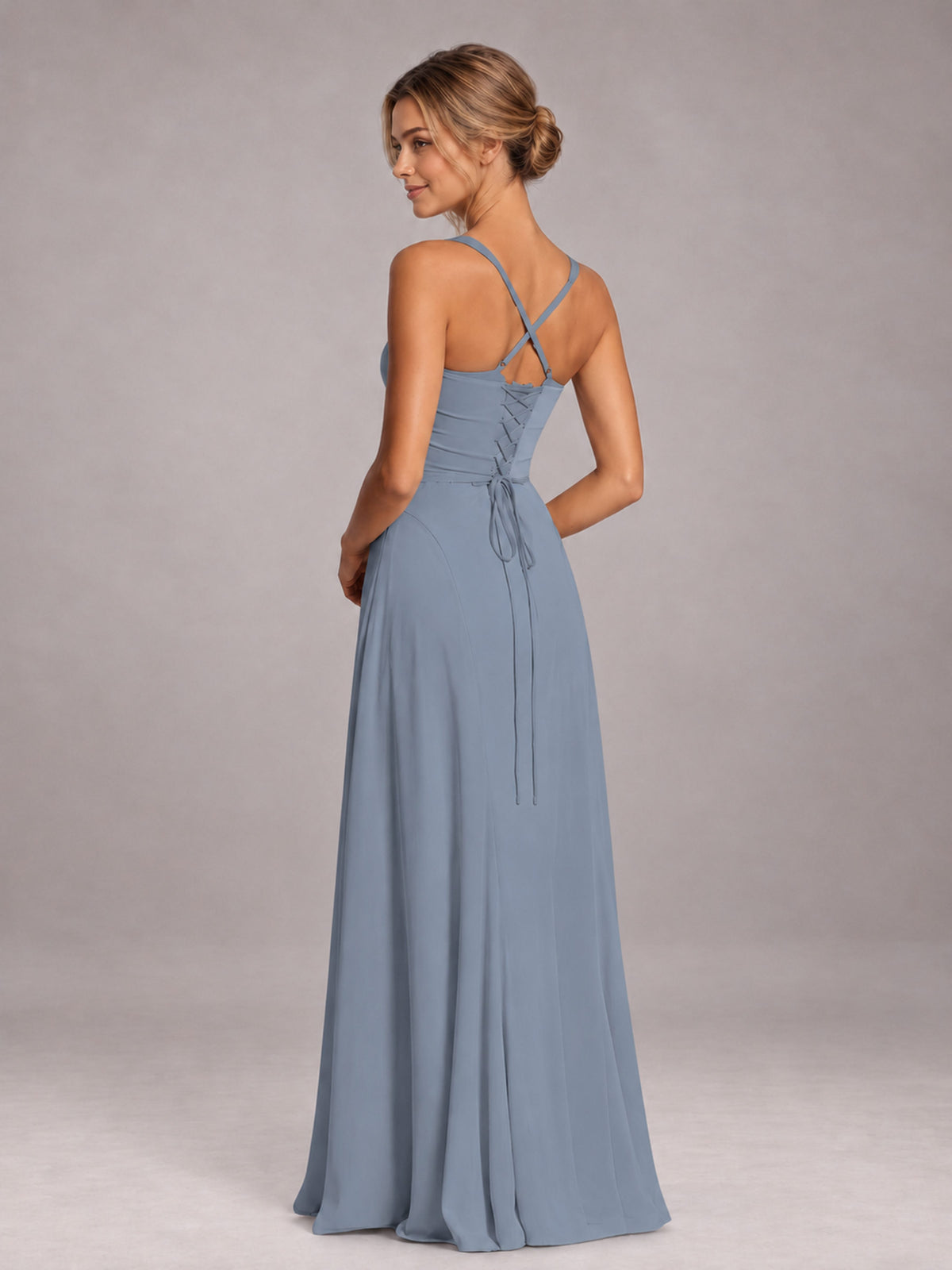 Dusty Blue A-Line Sweetheart Sleeveless Floor-Length Bridesmaid Dress