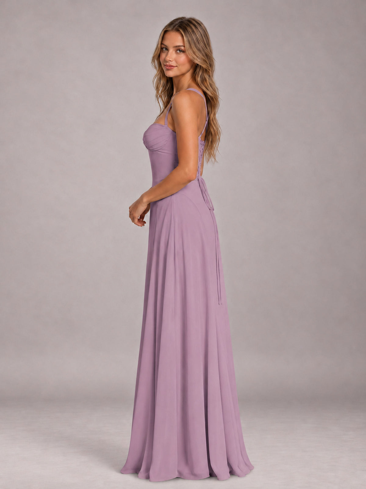 Dusty Purple A-Line Sweetheart Sleeveless Floor-Length Bridesmaid Dress