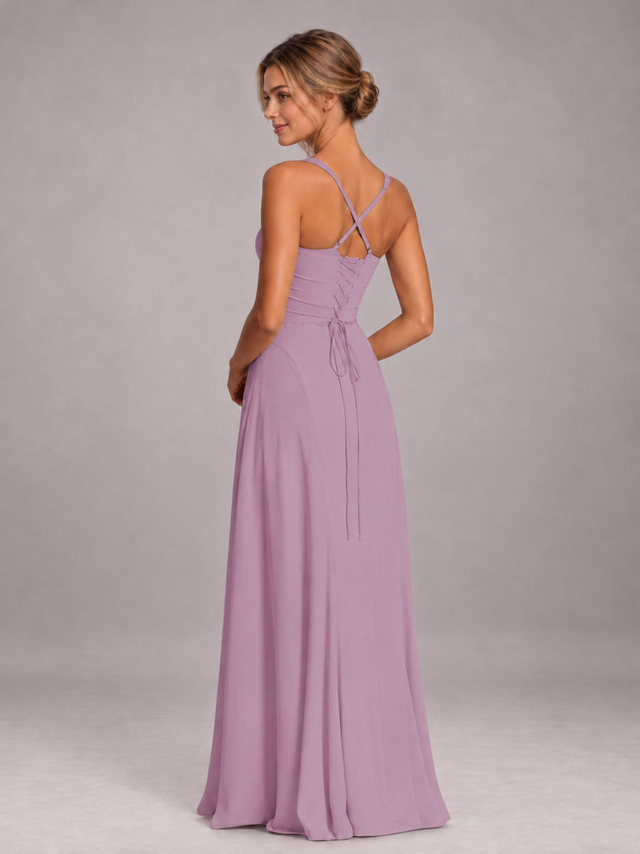 Dusty Purple A-Line Sweetheart Sleeveless Floor-Length Bridesmaid Dress