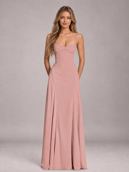 Dusty Rose A-Line Sweetheart Sleeveless Floor-Length Bridesmaid Dress