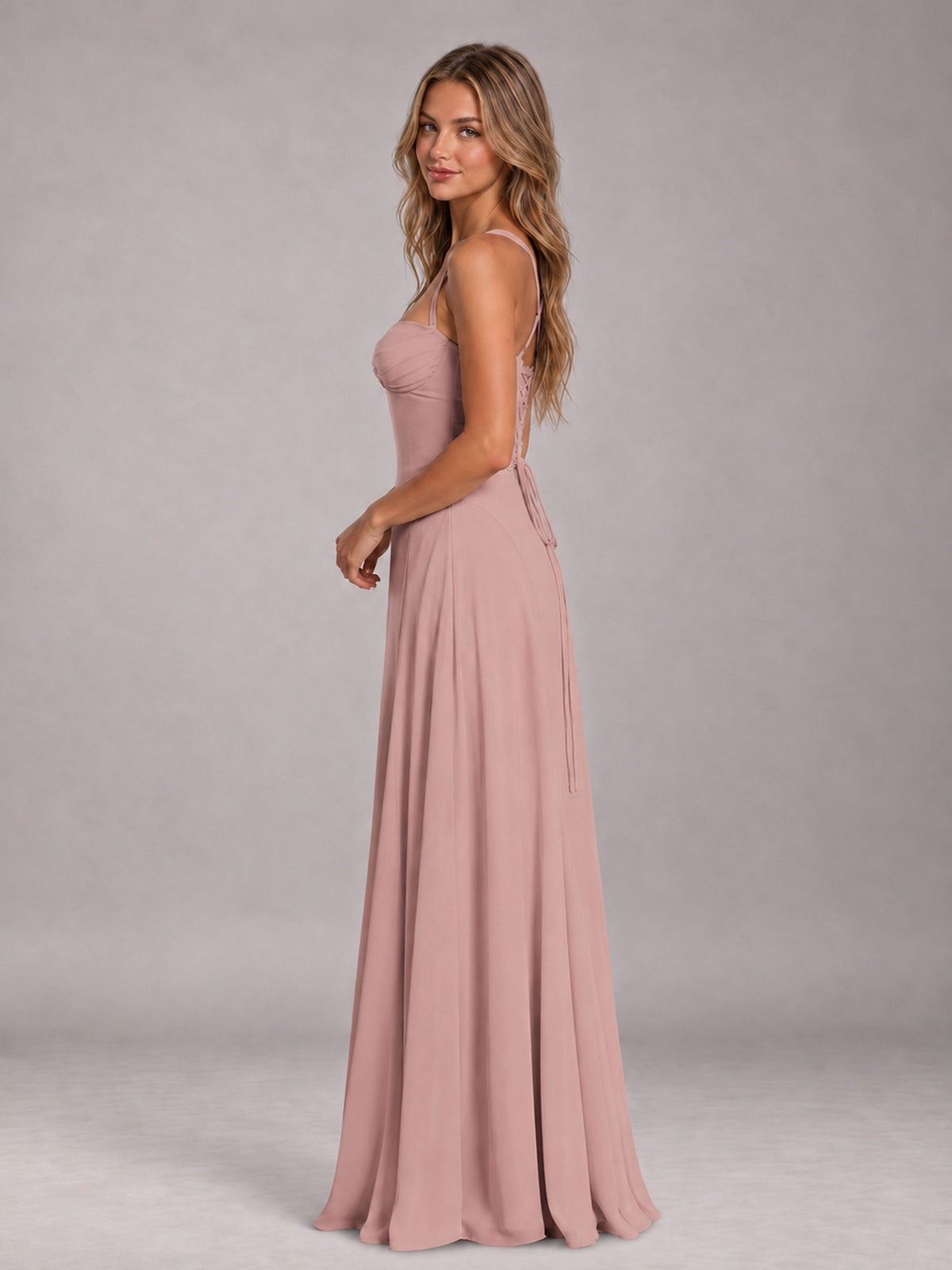 Dusty Rose A-Line Sweetheart Sleeveless Floor-Length Bridesmaid Dress