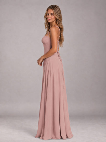 Dusty Rose A-Line Sweetheart Sleeveless Floor-Length Bridesmaid Dress