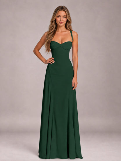 Emerald Green A-Line Sweetheart Sleeveless Floor-Length Bridesmaid Dress
