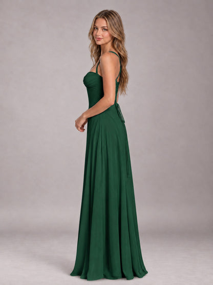 Emerald Green A-Line Sweetheart Sleeveless Floor-Length Bridesmaid Dress