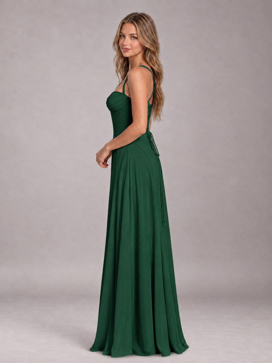 Emerald Green A-Line Sweetheart Sleeveless Floor-Length Bridesmaid Dress