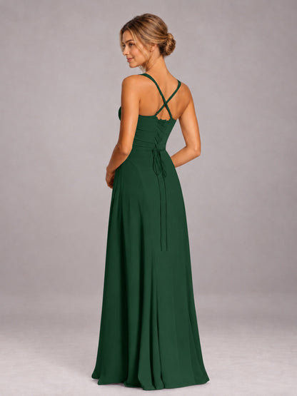 Emerald Green A-Line Sweetheart Sleeveless Floor-Length Bridesmaid Dress