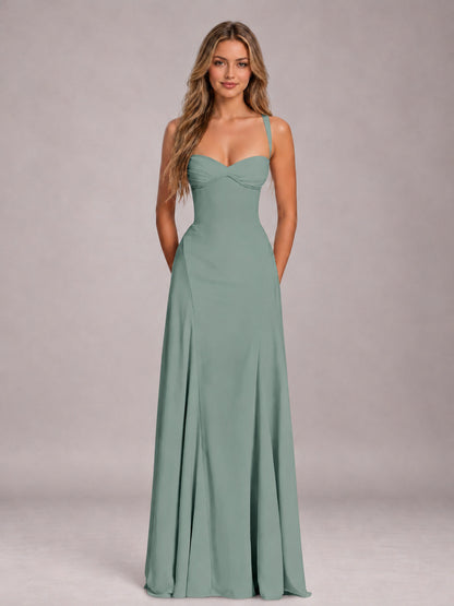 Eucalyptus A-Line Sweetheart Sleeveless Floor-Length Bridesmaid Dress