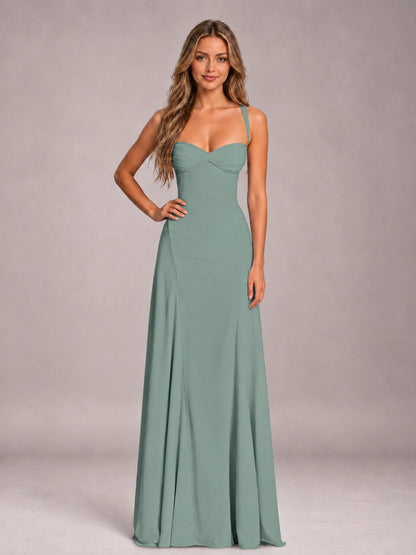 Eucalyptus A-Line Sweetheart Sleeveless Floor-Length Bridesmaid Dress