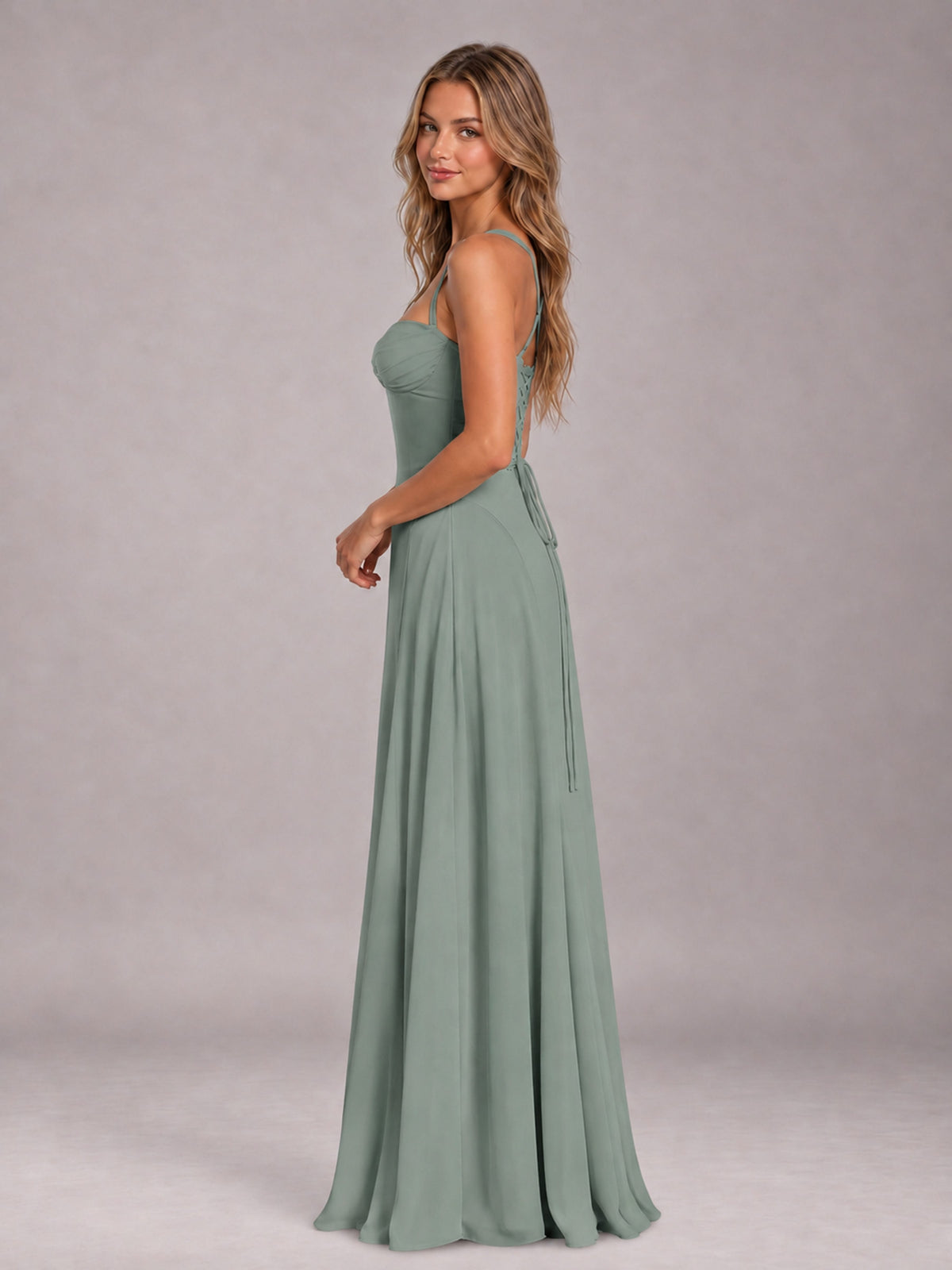 Eucalyptus A-Line Sweetheart Sleeveless Floor-Length Bridesmaid Dress