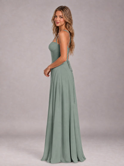Eucalyptus A-Line Sweetheart Sleeveless Floor-Length Bridesmaid Dress