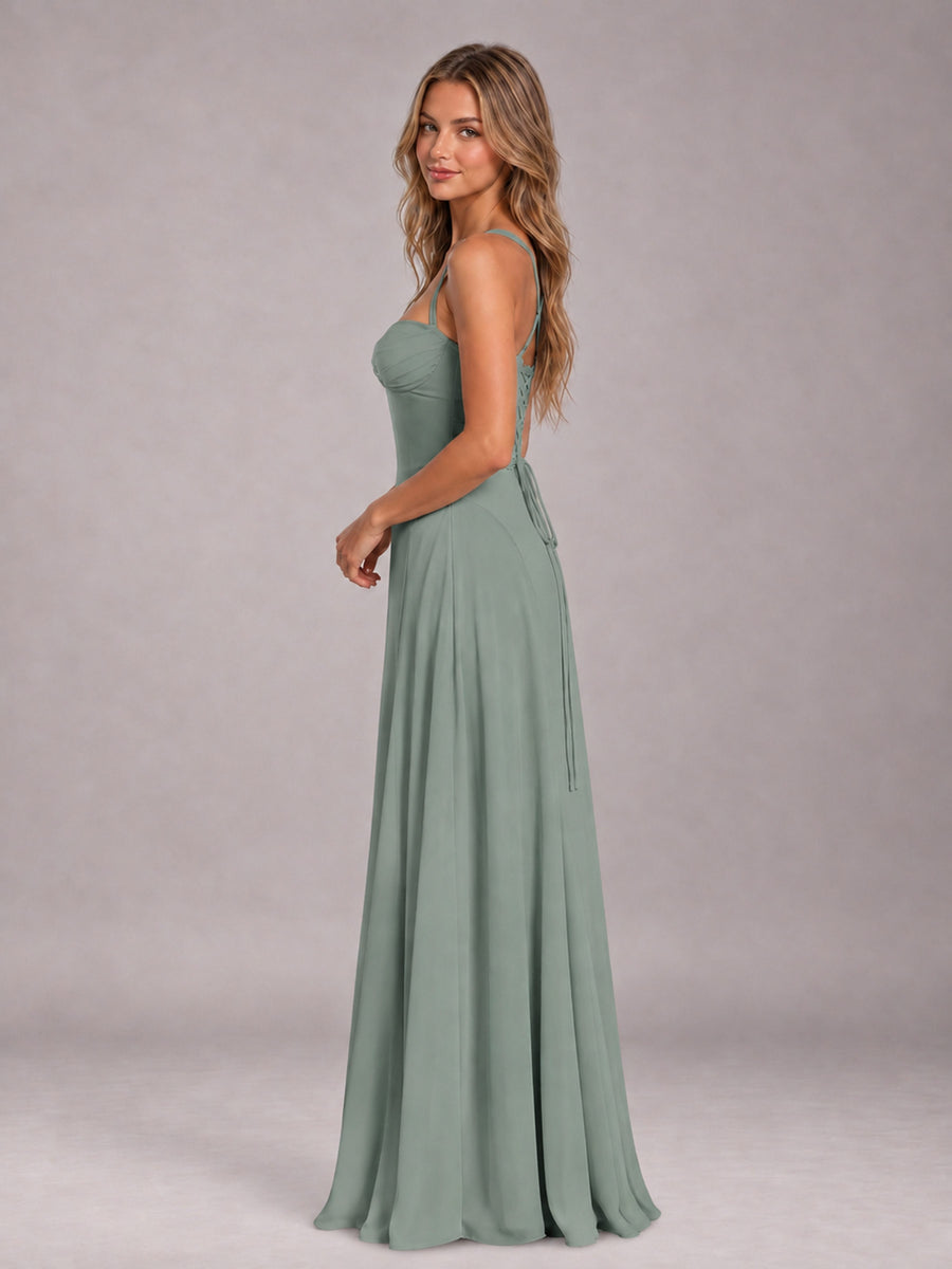Eucalyptus A-Line Sweetheart Sleeveless Floor-Length Bridesmaid Dress