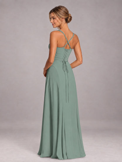 Eucalyptus A-Line Sweetheart Sleeveless Floor-Length Bridesmaid Dress