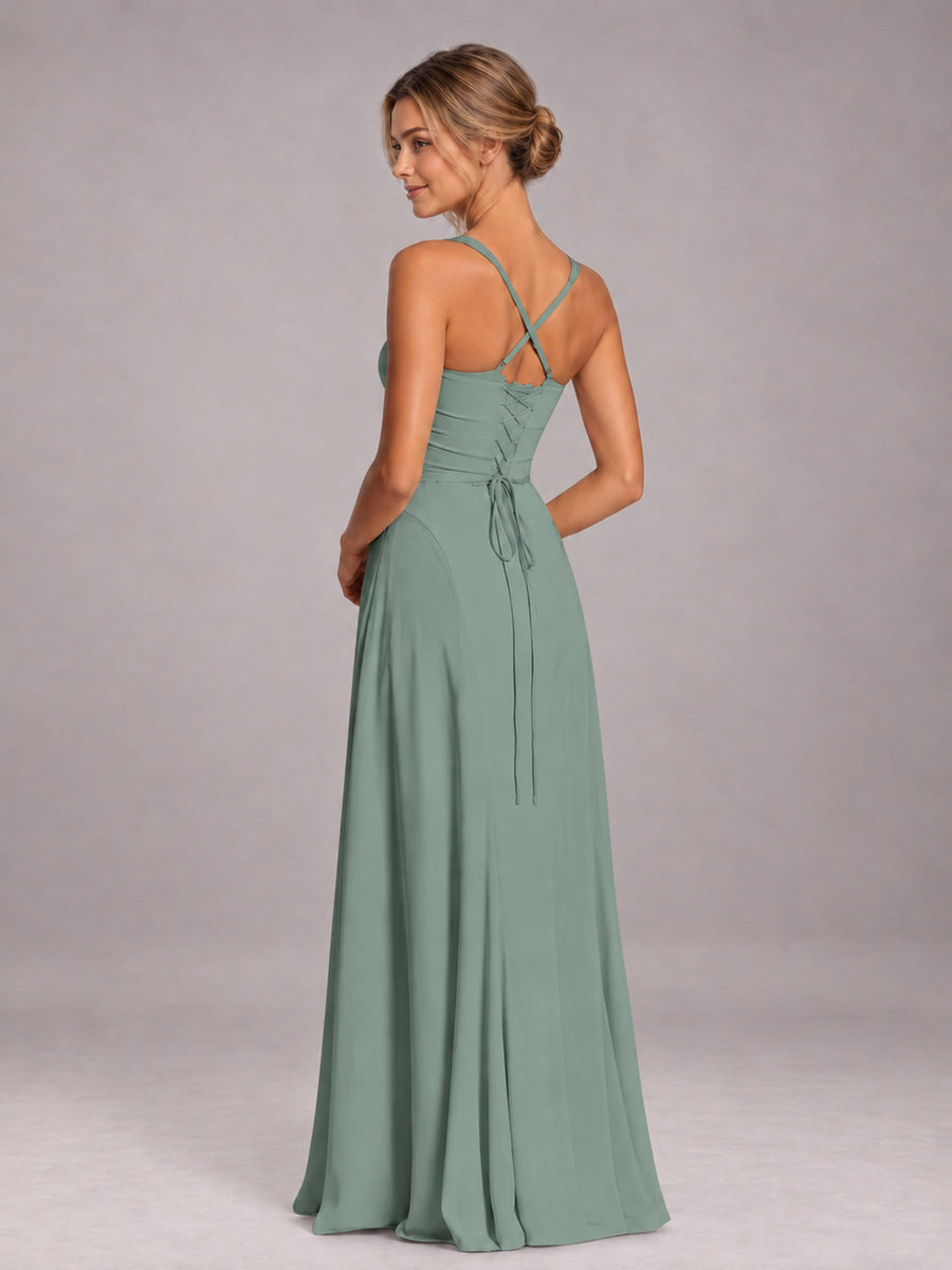 Eucalyptus A-Line Sweetheart Sleeveless Floor-Length Bridesmaid Dress