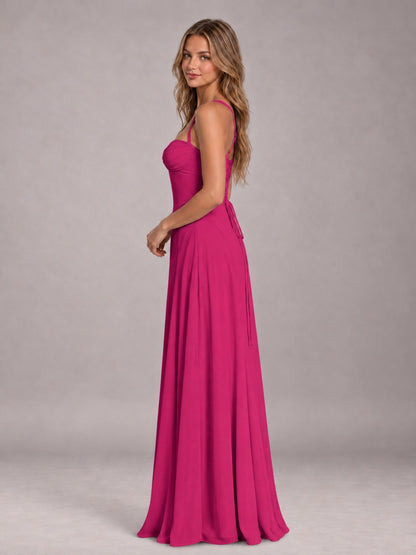 Fuchsia A-Line Sweetheart Sleeveless Floor-Length Bridesmaid Dress