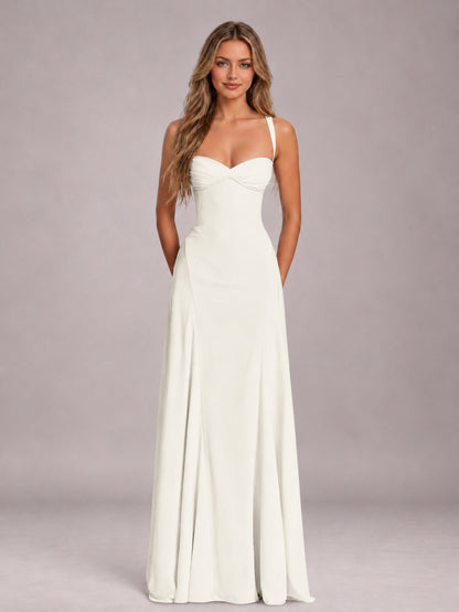 Ivory A-Line Sweetheart Sleeveless Floor-Length Bridesmaid Dress