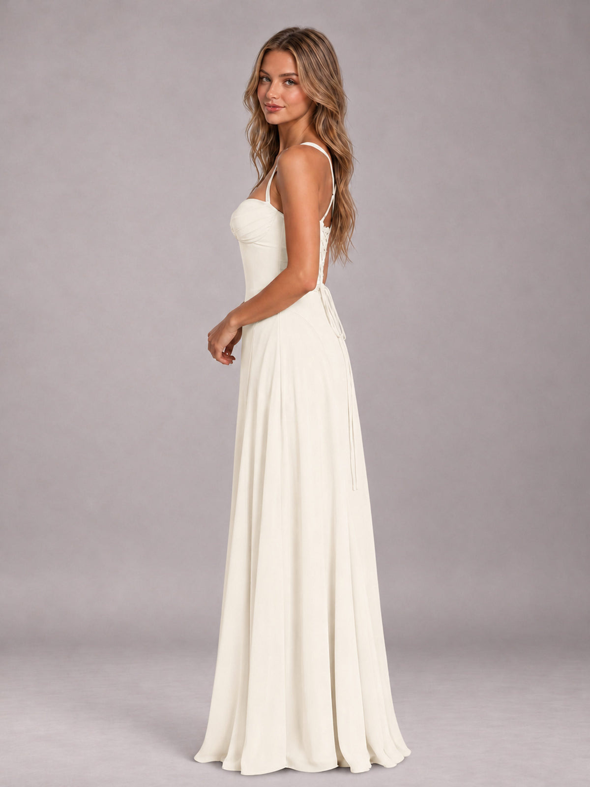 Ivory A-Line Sweetheart Sleeveless Floor-Length Bridesmaid Dress
