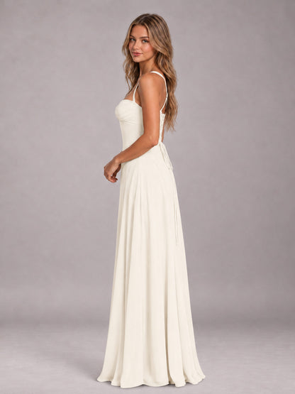 Ivory A-Line Sweetheart Sleeveless Floor-Length Bridesmaid Dress