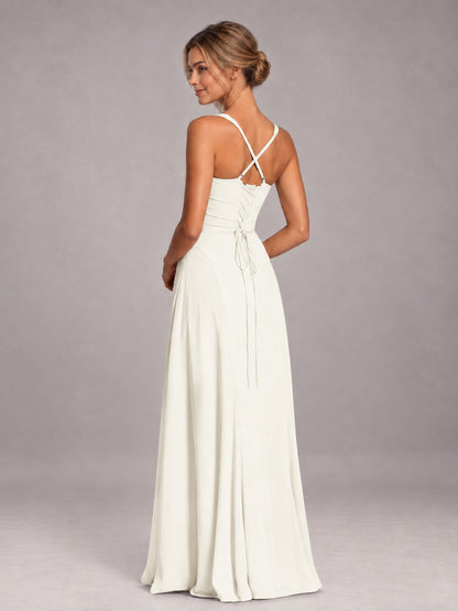 Ivory A-Line Sweetheart Sleeveless Floor-Length Bridesmaid Dress