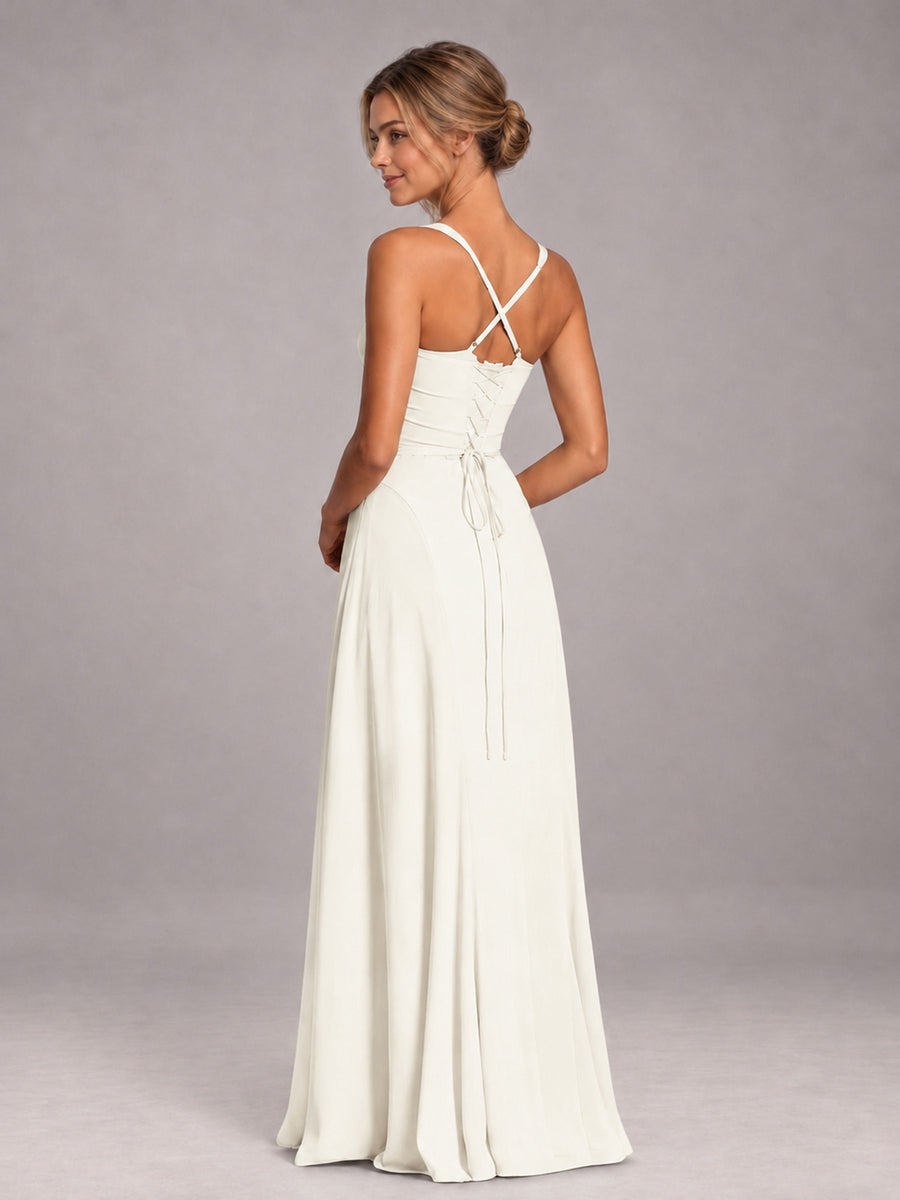 Ivory A-Line Sweetheart Sleeveless Floor-Length Bridesmaid Dress