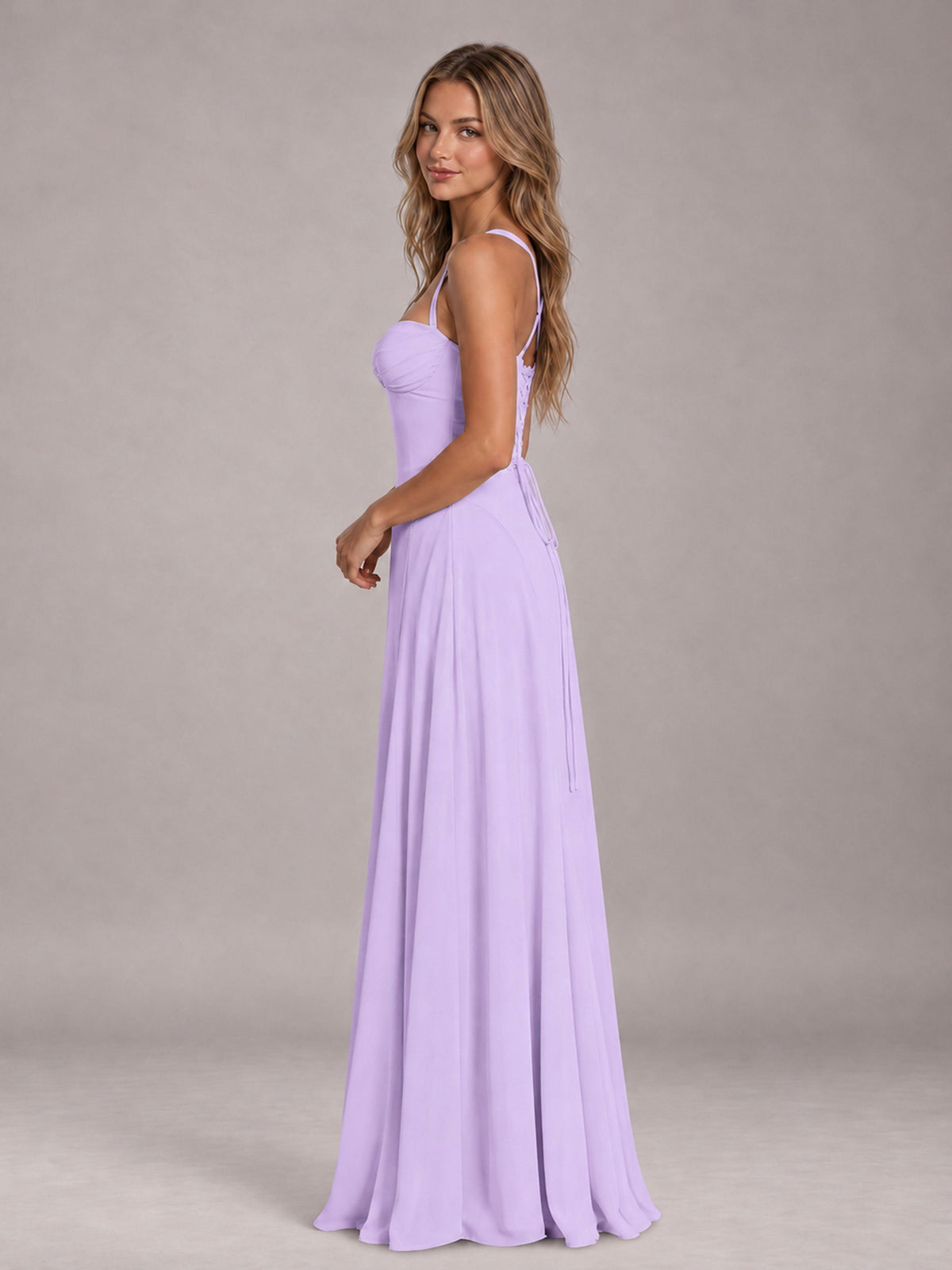 Lilac A-Line Sweetheart Sleeveless Floor-Length Bridesmaid Dress