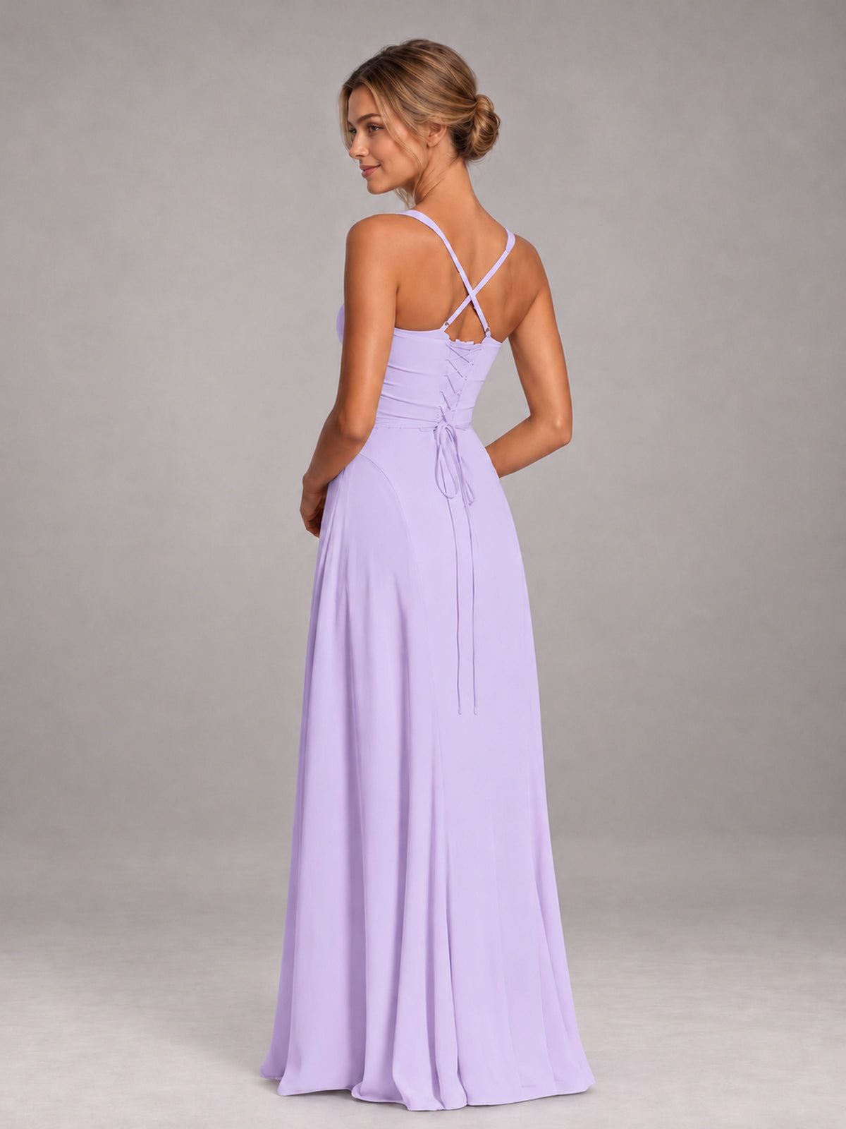 Lilac A-Line Sweetheart Sleeveless Floor-Length Bridesmaid Dress
