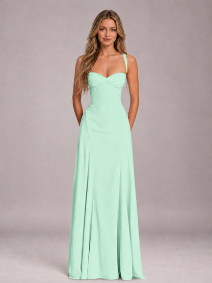 Mint Green A-Line Sweetheart Sleeveless Floor-Length Bridesmaid Dress