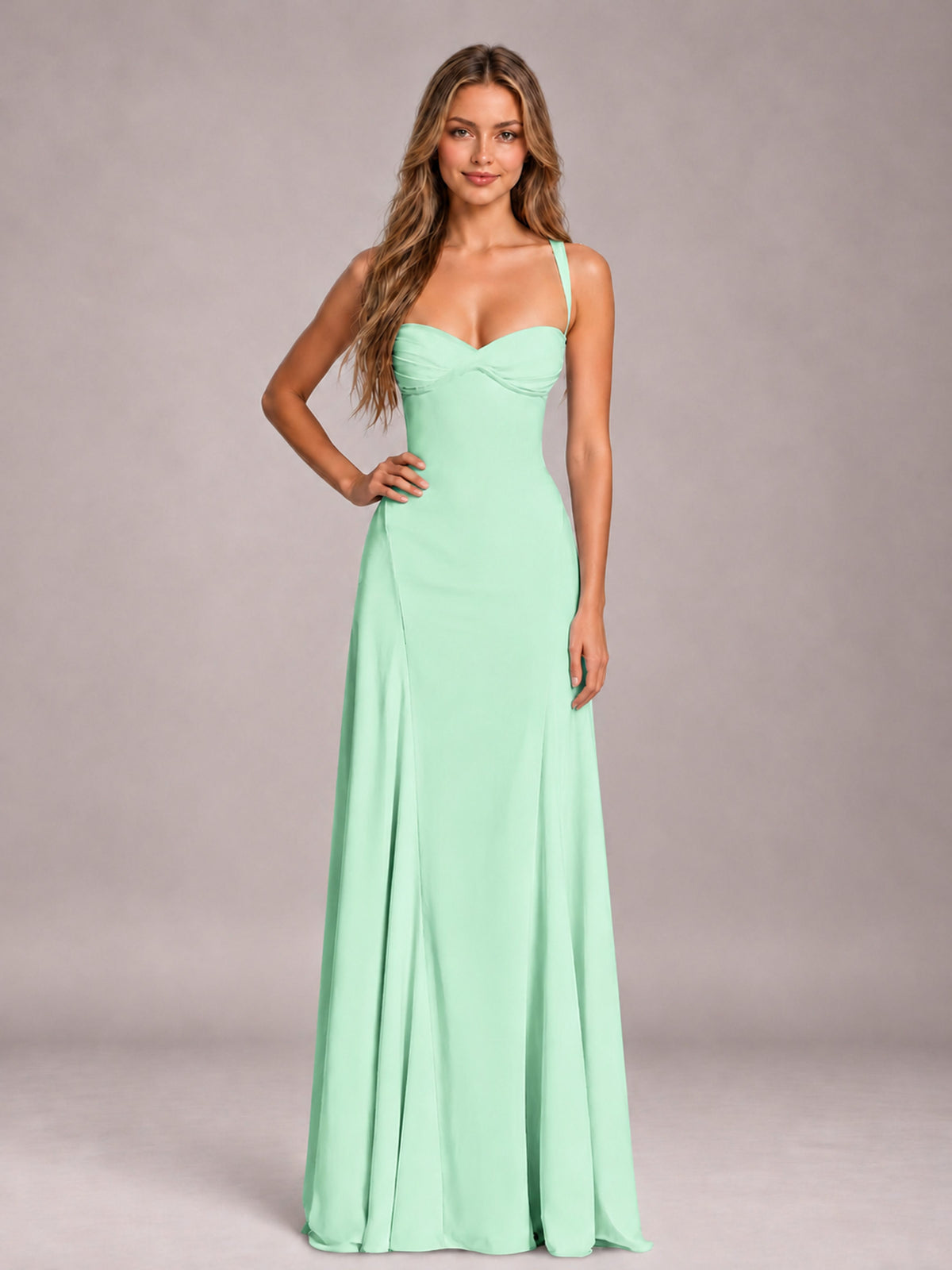 Mint Green A-Line Sweetheart Sleeveless Floor-Length Bridesmaid Dress
