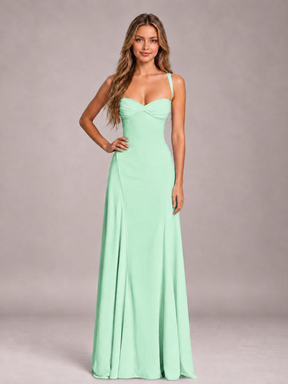 Mint Green A-Line Sweetheart Sleeveless Floor-Length Bridesmaid Dress