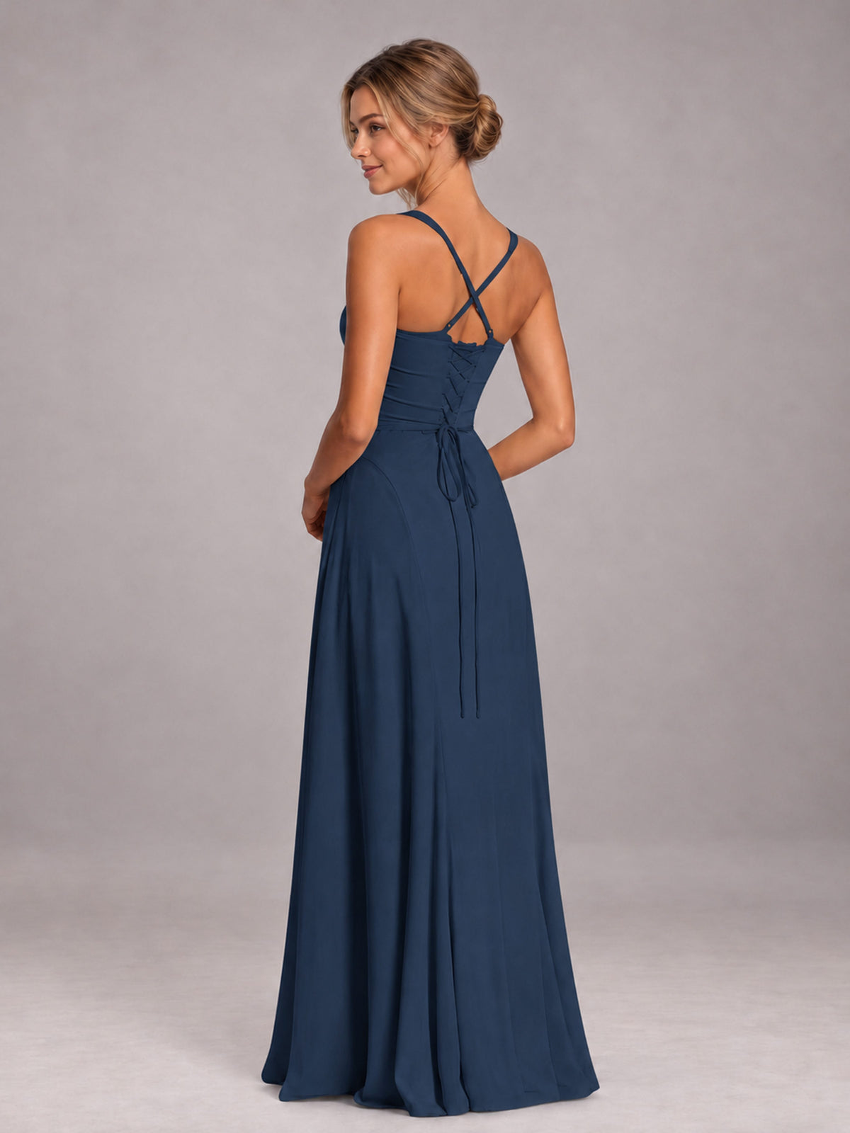 Navy Blue A-Line Sweetheart Sleeveless Floor-Length Bridesmaid Dress