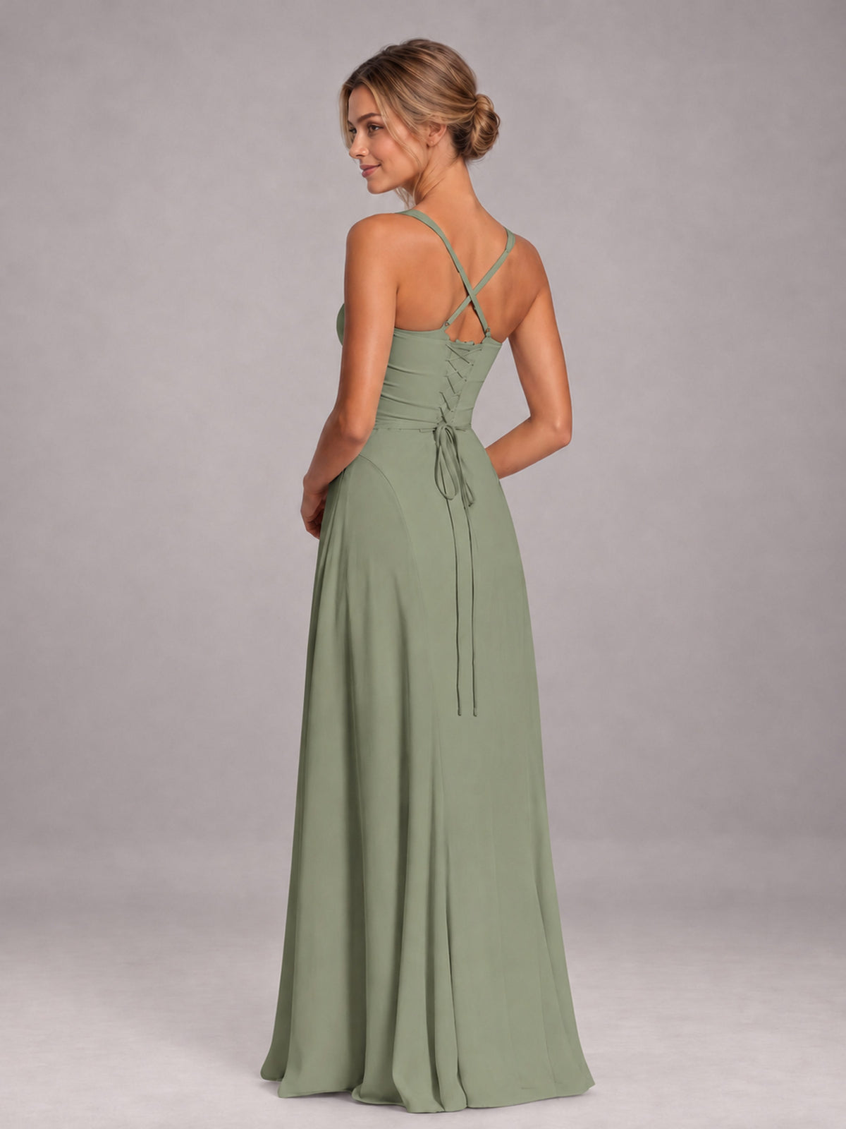 Olive Green A-Line Sweetheart Sleeveless Floor-Length Bridesmaid Dress