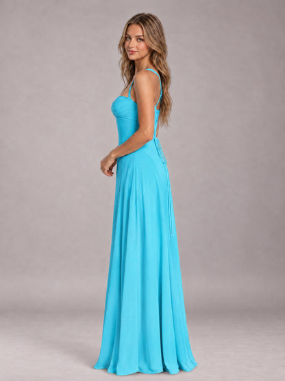 Pool A-Line Sweetheart Sleeveless Floor-Length Bridesmaid Dress