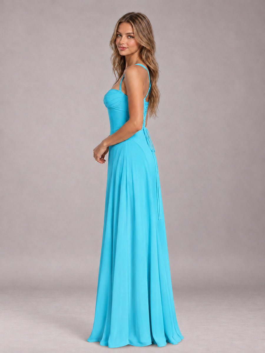 Pool A-Line Sweetheart Sleeveless Floor-Length Bridesmaid Dress