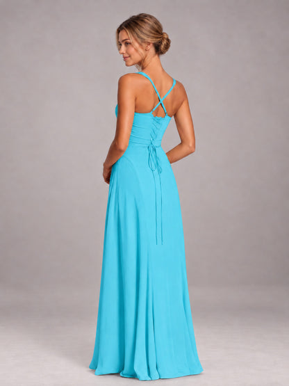 Pool A-Line Sweetheart Sleeveless Floor-Length Bridesmaid Dress