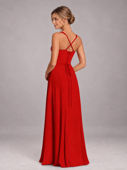 Red A-Line Sweetheart Sleeveless Floor-Length Bridesmaid Dress