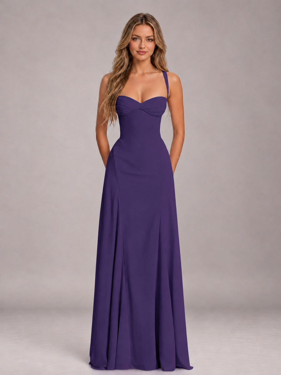 Regency A-Line Sweetheart Sleeveless Floor-Length Bridesmaid Dress