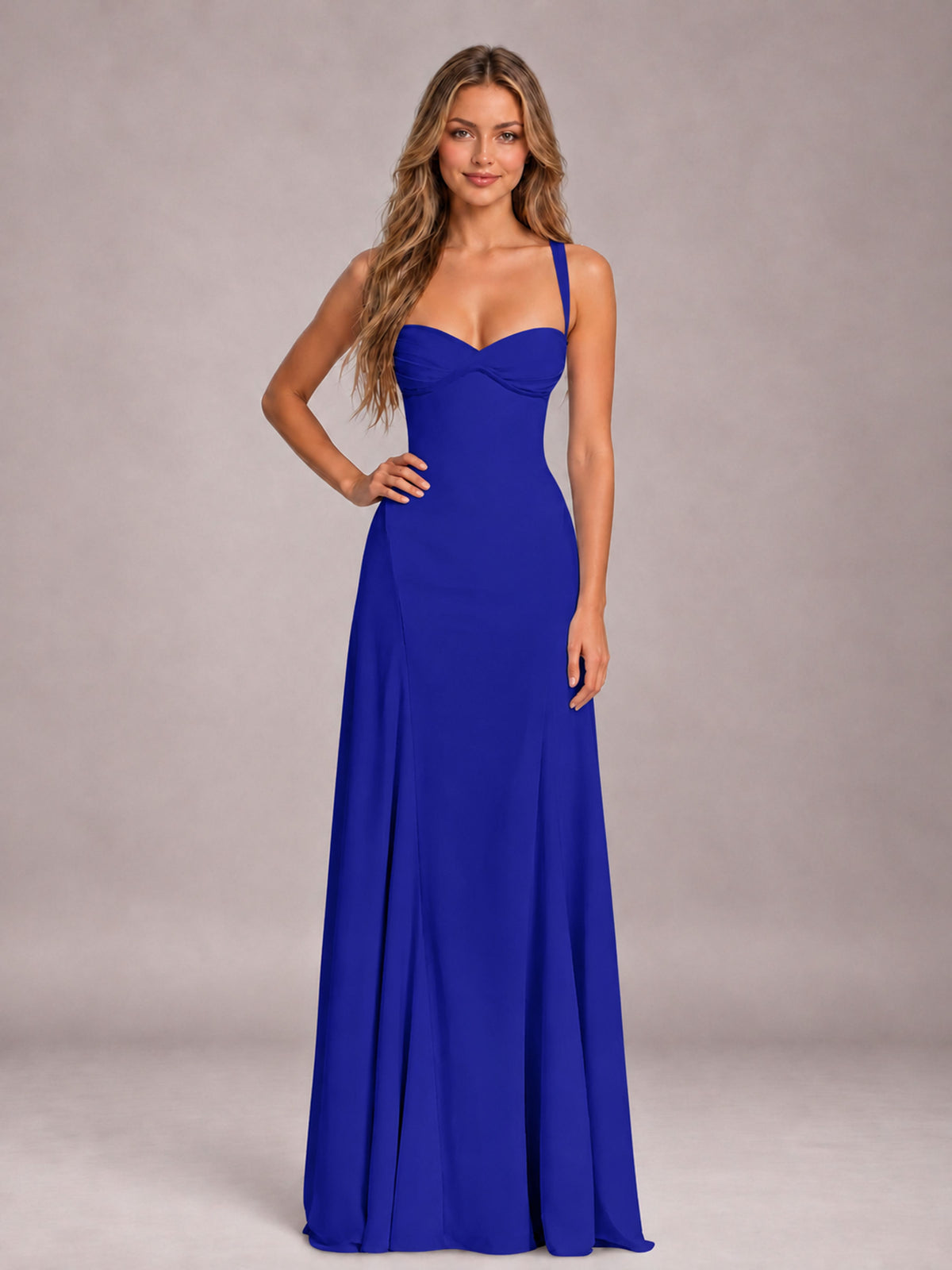 Royal Blue A-Line Sweetheart Sleeveless Floor-Length Bridesmaid Dress