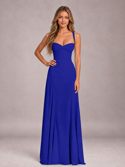 Royal Blue A-Line Sweetheart Sleeveless Floor-Length Bridesmaid Dress
