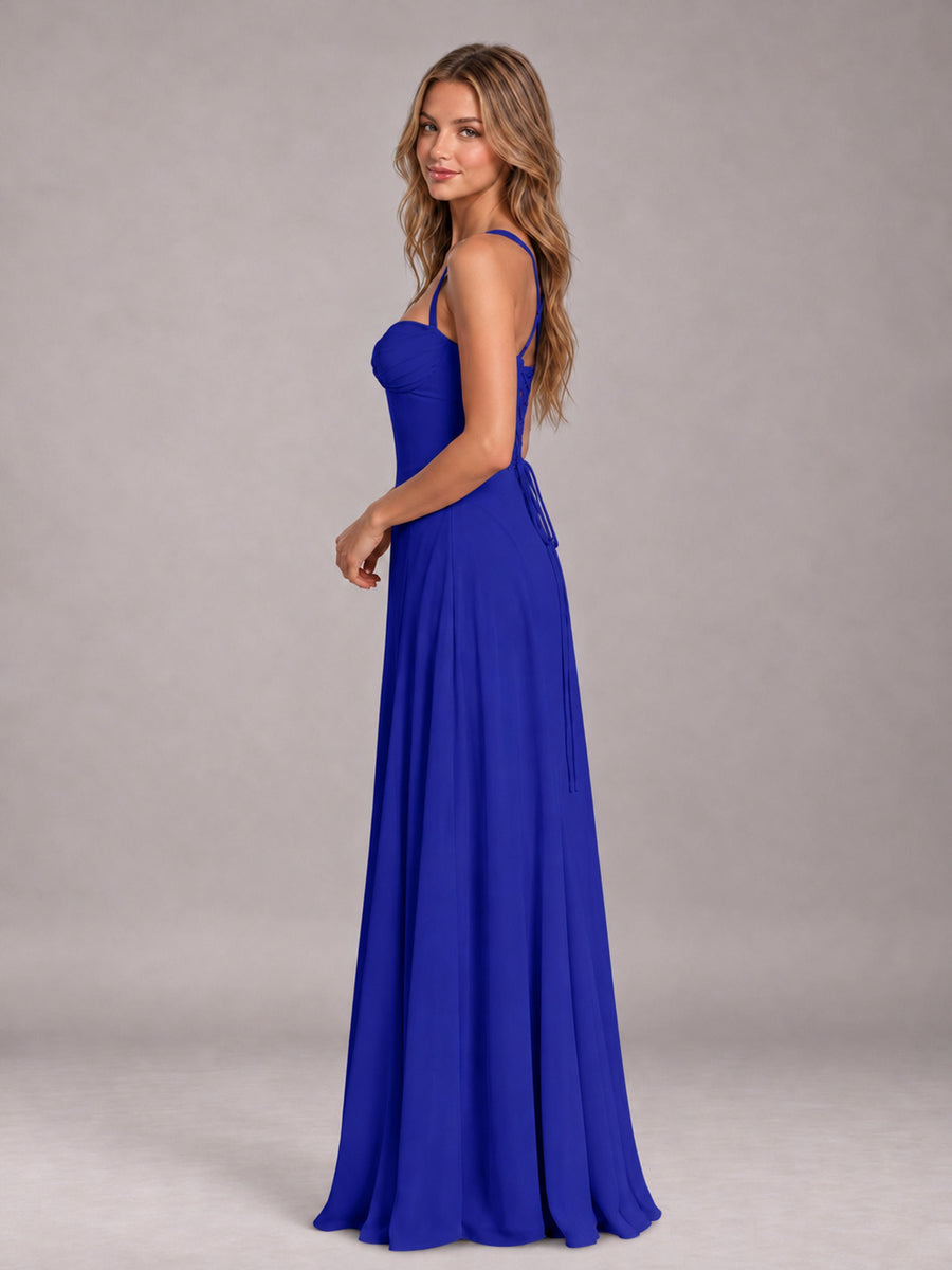Royal Blue A-Line Sweetheart Sleeveless Floor-Length Bridesmaid Dress