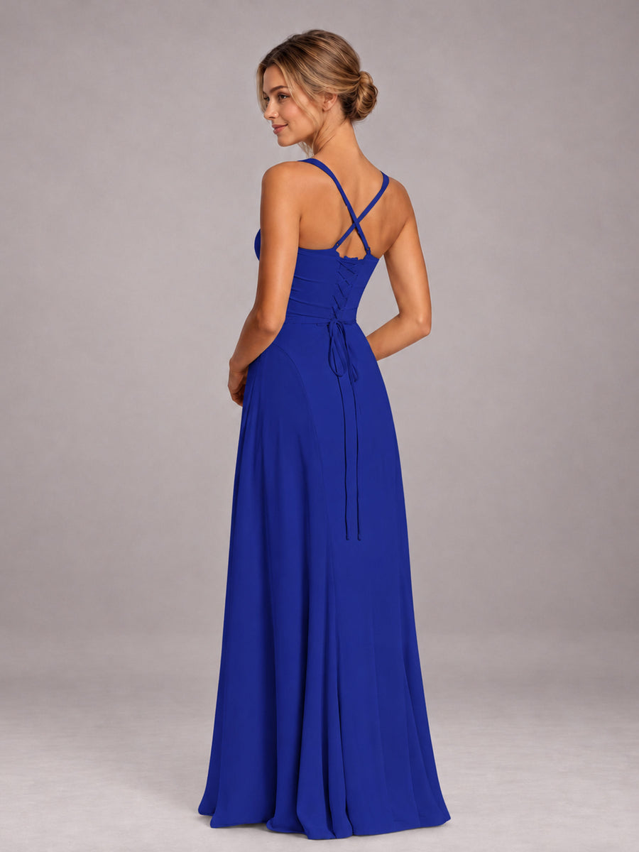 Royal Blue A-Line Sweetheart Sleeveless Floor-Length Bridesmaid Dress