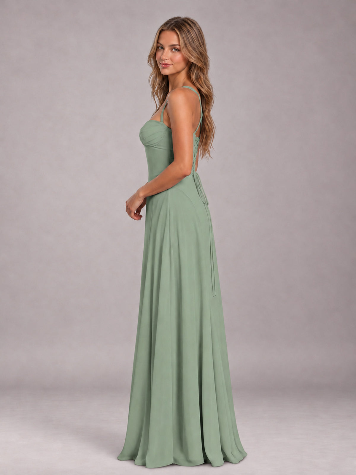 Sage Green A-Line Sweetheart Sleeveless Floor-Length Bridesmaid Dress