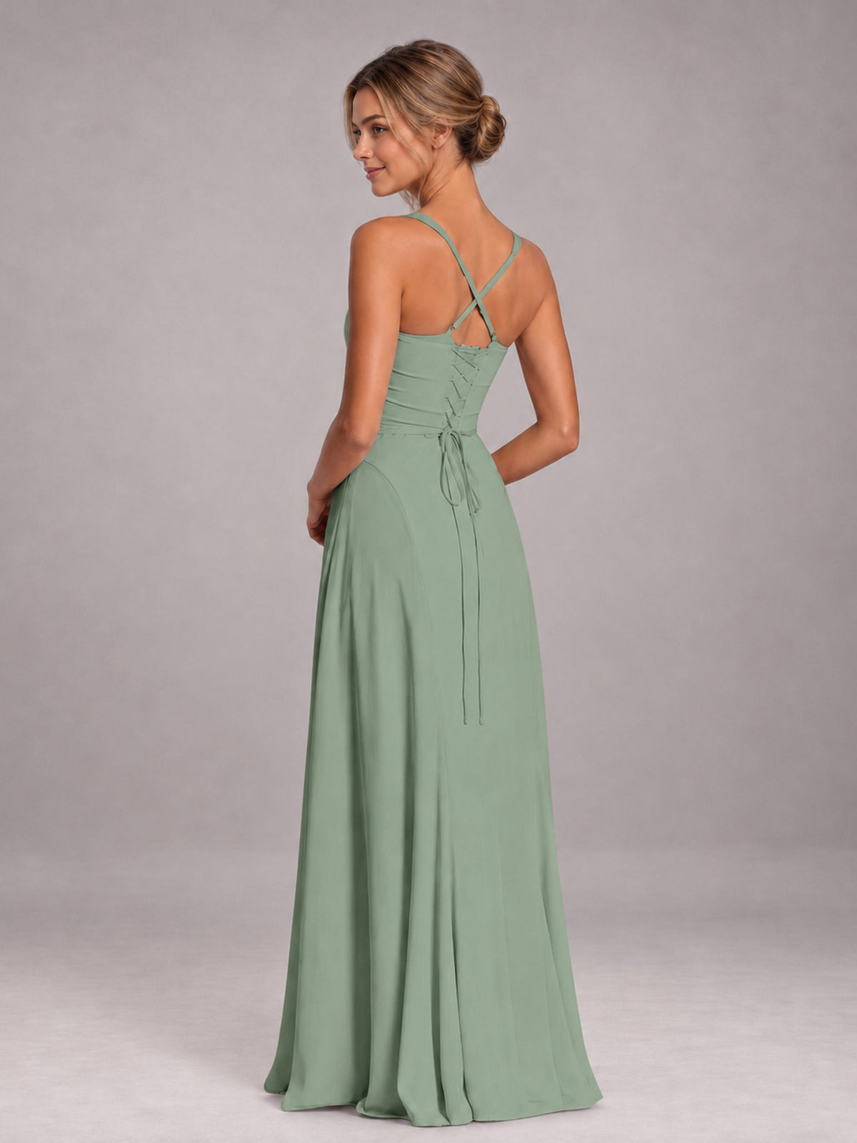 Sage Green A-Line Sweetheart Sleeveless Floor-Length Bridesmaid Dress