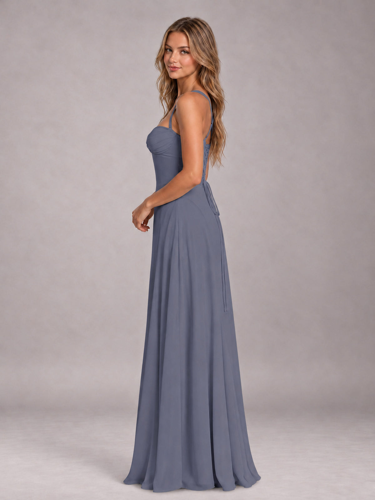 Stormy Blue A-Line Sweetheart Sleeveless Floor-Length Bridesmaid Dress