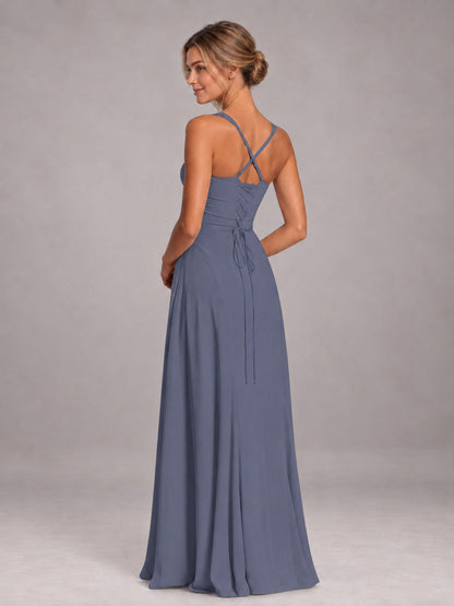 Stormy Blue A-Line Sweetheart Sleeveless Floor-Length Bridesmaid Dress